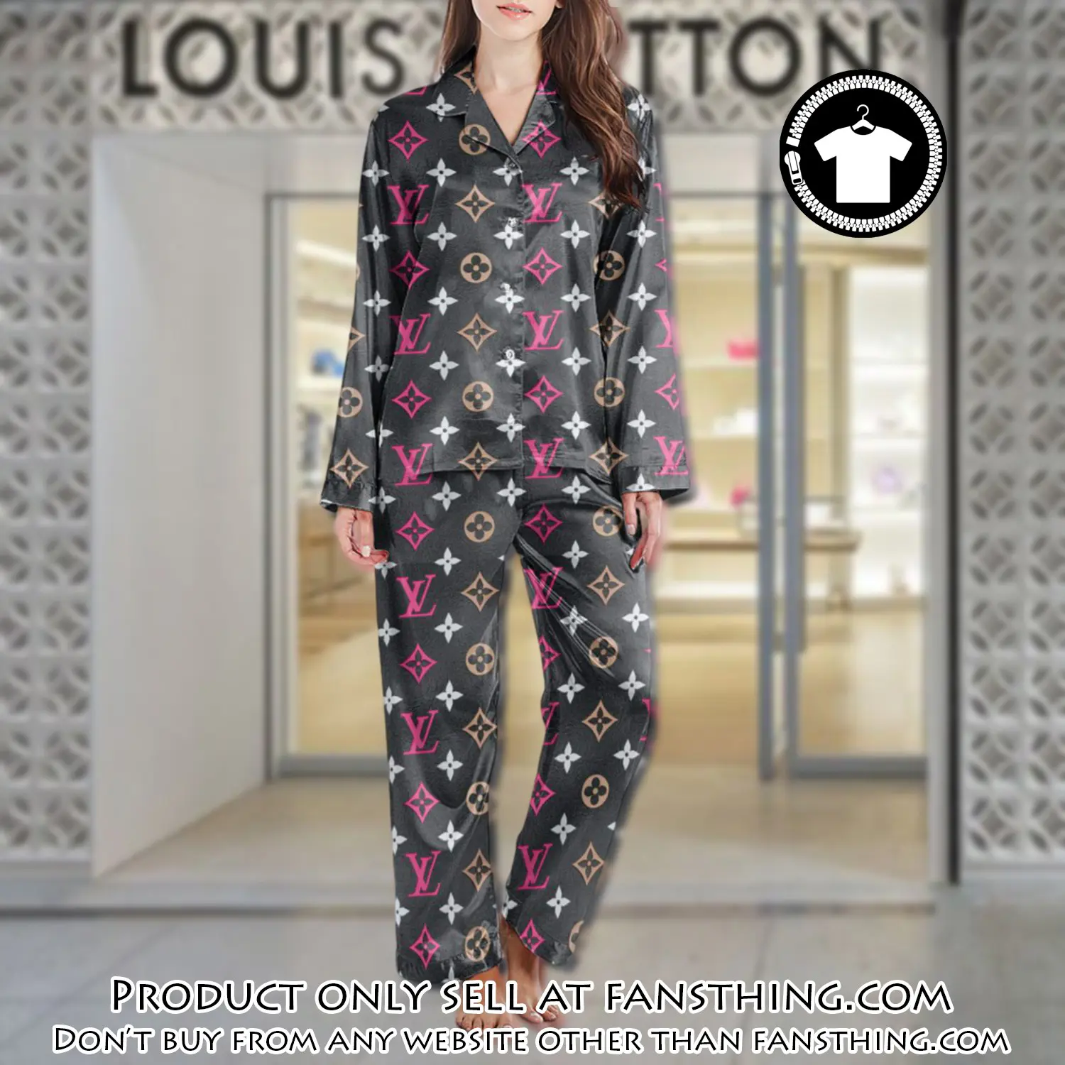 Lv monogram long satin pajama set pjs1006 fst0722223
